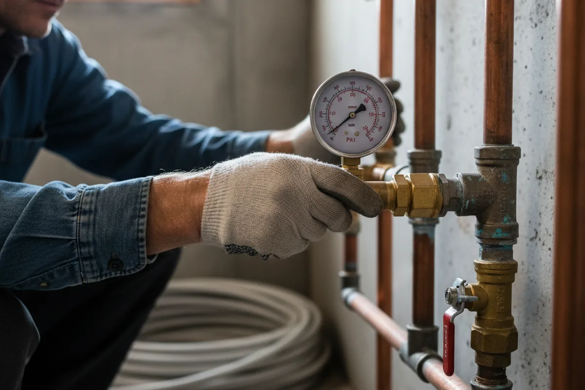 Pressure testing a repaired line during Water Line Repair in Snohomish